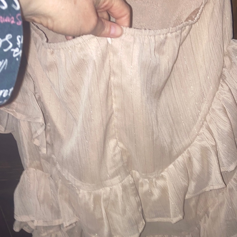 FAVLUX Elegant Cream Ruffle Backless Dress Size Large - Picture 9 of 11